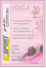Kurszeiten von Yoga bei L.E.Sport e.V.
