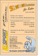 Trainingszeiten für unsere Schwimmenlerner (Schwimmenlernen für Kinder, Jugendliche und auch Erwachsene)