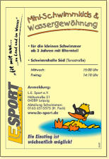Trainingszeiten für unsere Mini-Schwimmkids (ab 3 Jahren mit Elernteil im Wasser)