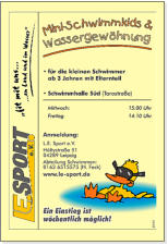 Trainingszeiten für unsere Mini-Schwimmkids (ab 3 Jahren mit Elernteil im Wasser)