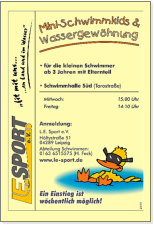 Trainingszeiten für unsere Mini-Schwimmkids (ab 3 Jahren mit Elernteil im Wasser)