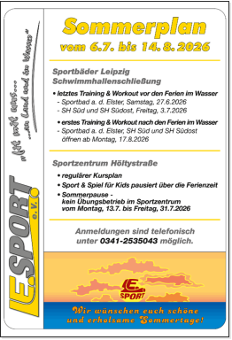 Sportbetrieb im Zeitraum der Sommerferien