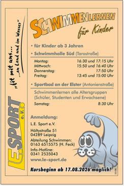 Flyer - Schwimmenlernen für Kinder